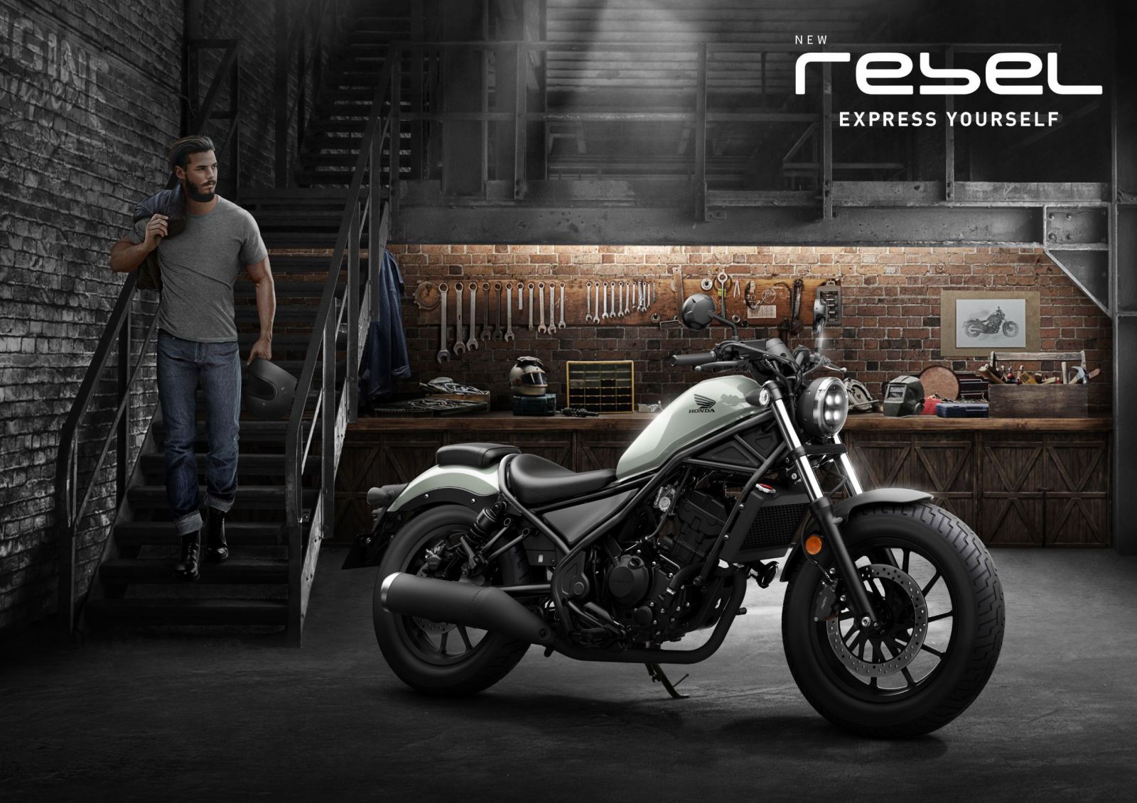 Honda เผยโฉม New Honda Rebel 300 มอเตอร์ไซค์คัสตอมบ็อบเบอร์สีเทา Smokey